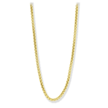 18K Gold over Sterling Silver 4mm Round Box Chain Necklace
