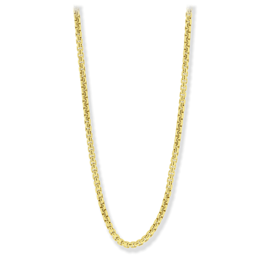 18K Gold over Sterling Silver 4mm Round Box Chain Necklace