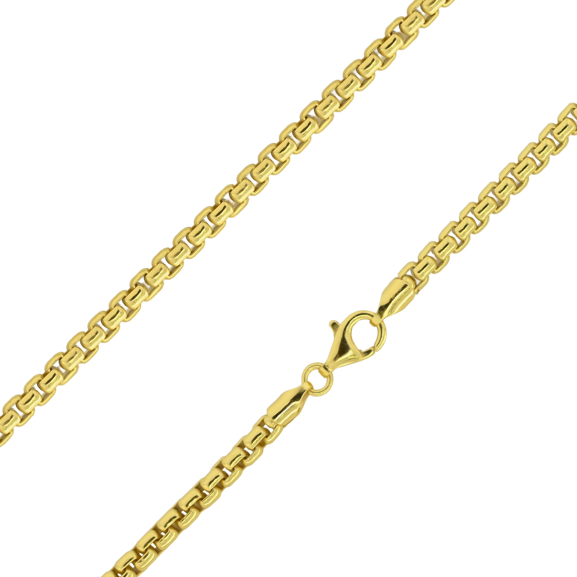 18K Gold over Sterling Silver 4mm Round Box Chain