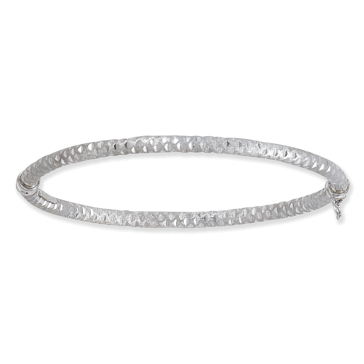 Sterling Silver Diamond Cut Round Tube Bangle Bracelet
