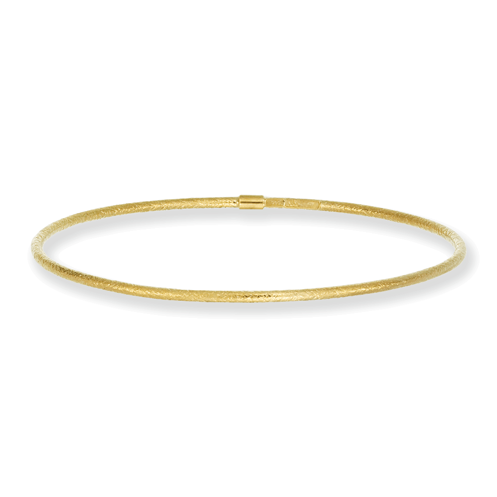 Franco Stellari Italian Sterling Silver Frosted Yellow Gold Plated Stackable Bangle Bracelet