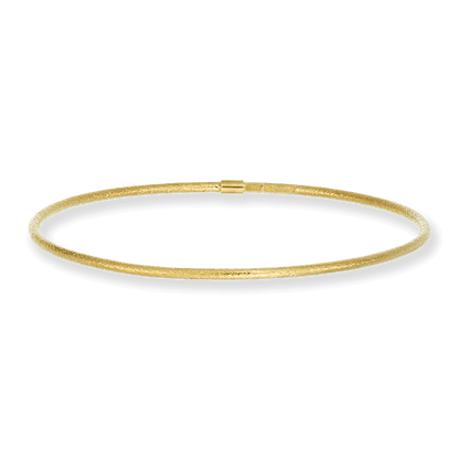 Franco Stellari Italian Sterling Silver Frosted Yellow Gold Plated Stackable Bangle Bracelet