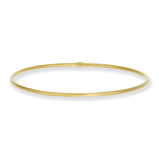 Franco Stellari Italian Sterling Silver Frosted Yellow Gold Plated Stackable Bangle Bracelet