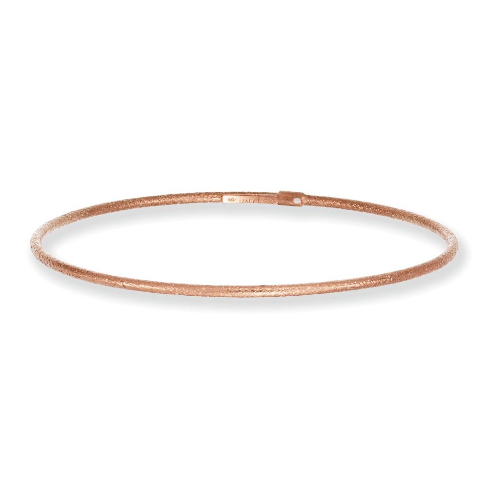 Franco Stellari Italian Sterling Silver Frosted Rose Gold Plated Stackable Bangle Bracelet
