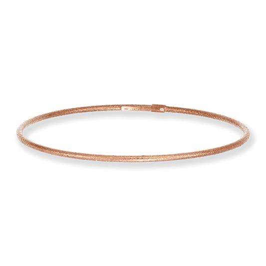 Franco Stellari Italian Sterling Silver Frosted Rose Gold Plated Stackable Bangle Bracelet