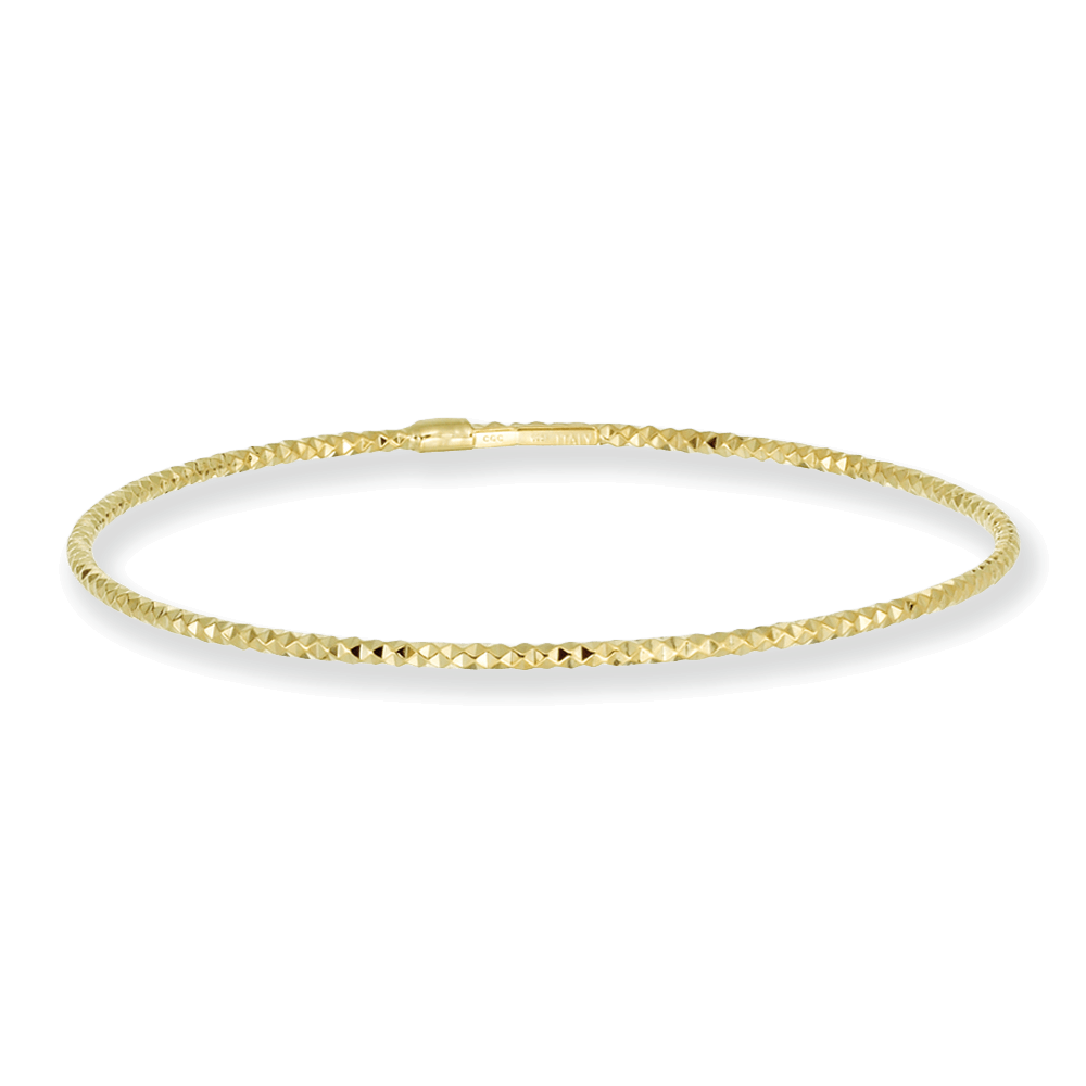 Franco Stellari Italian Sterling Silver Diamond Cut Yellow Gold Plated Stackable Bangle Bracelet