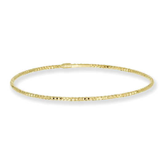Franco Stellari Italian Sterling Silver Diamond Cut Yellow Gold Plated Stackable Bangle Bracelet