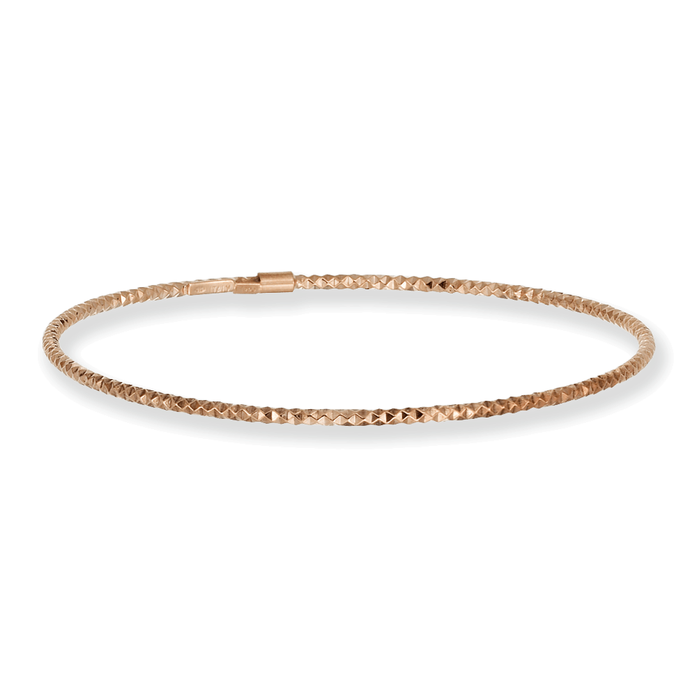 Franco Stellari Italian Sterling Silver Diamond Cut Rose Gold Plated Stackable Bangle Bracelet