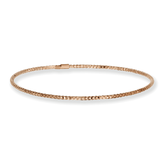 Franco Stellari Italian Sterling Silver Diamond Cut Rose Gold Plated Stackable Bangle Bracelet