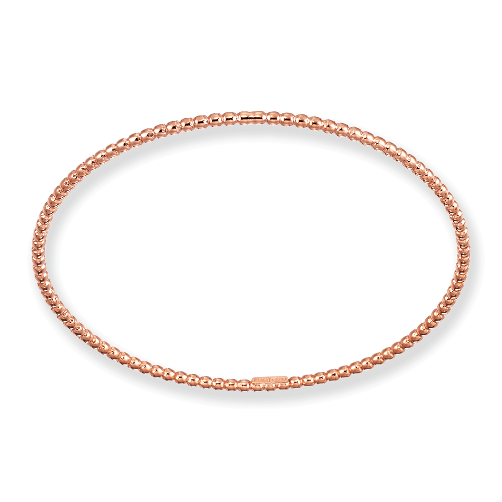 Franco Stellari Italian Sterling Silver Beaded Rose Gold Plated Stackable Bangle Bracelet