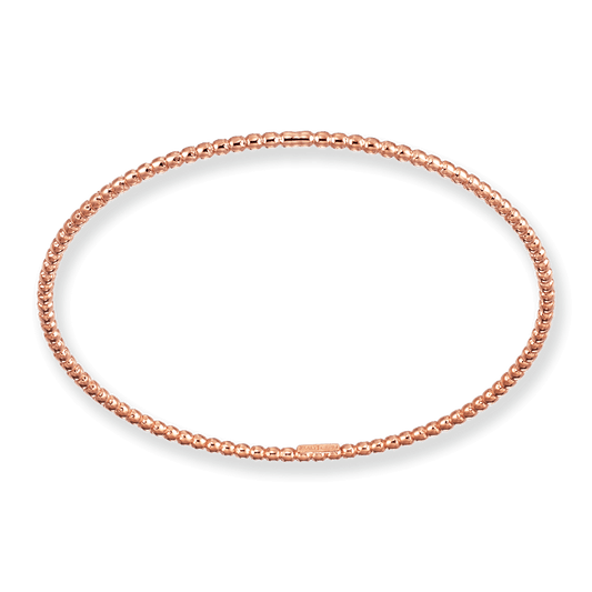 Franco Stellari Italian Sterling Silver Beaded Rose Gold Plated Stackable Bangle Bracelet