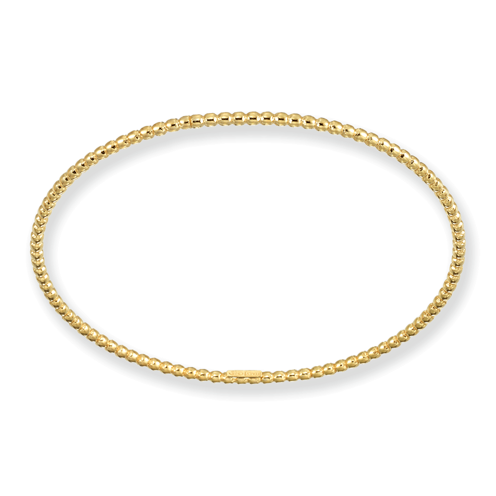 Franco Stellari Italian Sterling Silver Beaded Yellow Gold Plated Stackable Bangle Bracelet