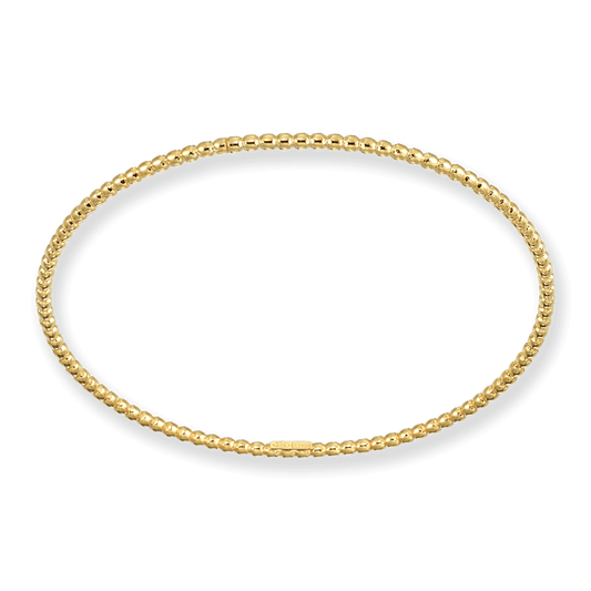 Franco Stellari Italian Sterling Silver Beaded Yellow Gold Plated Stackable Bangle Bracelet