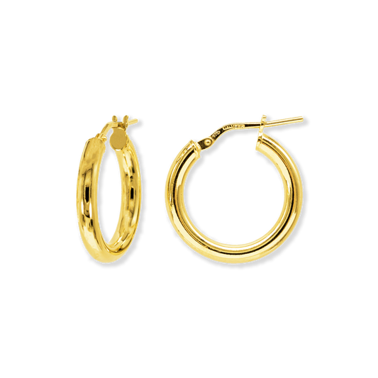 Stellari Gold Polished 3x15mm Hoop Earrings