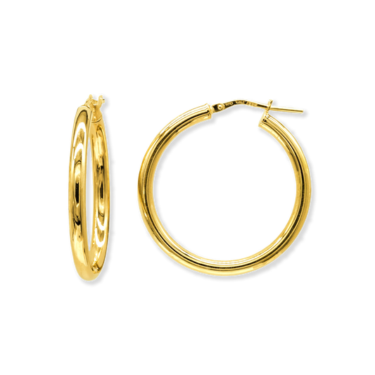 Stellari Gold Polished 3x25mm Hoop Earrings