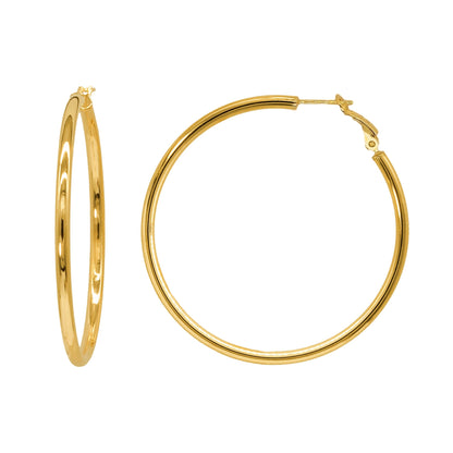 Stellari Gold 3x40mm Hoop Earrings with Omega Clips