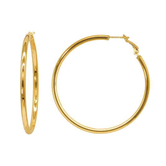 Stellari Gold 3x40mm Hoop Earrings with Omega Clips