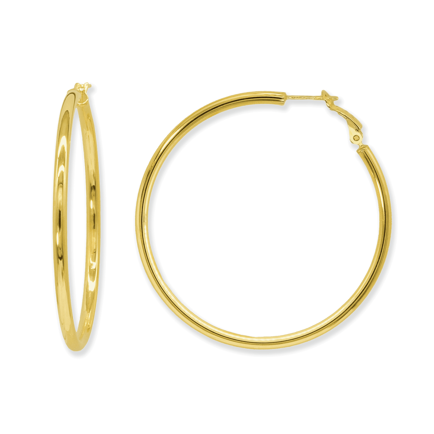 Stellari Gold 3x40mm Hoop Earrings with Omega Clips