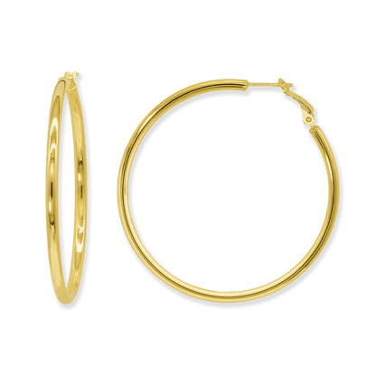 Stellari Gold 3x40mm Hoop Earrings with Omega Clips