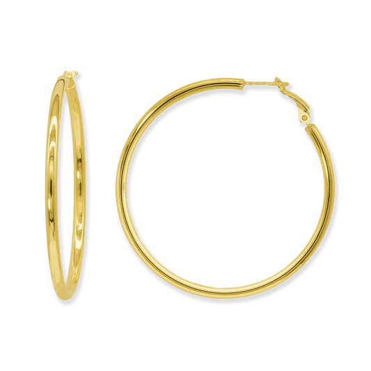 Stellari Gold 3x40mm Hoop Earrings with Omega Clips