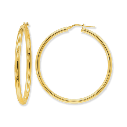 Stellari Gold Polished 3x40mm Hoop Earrings