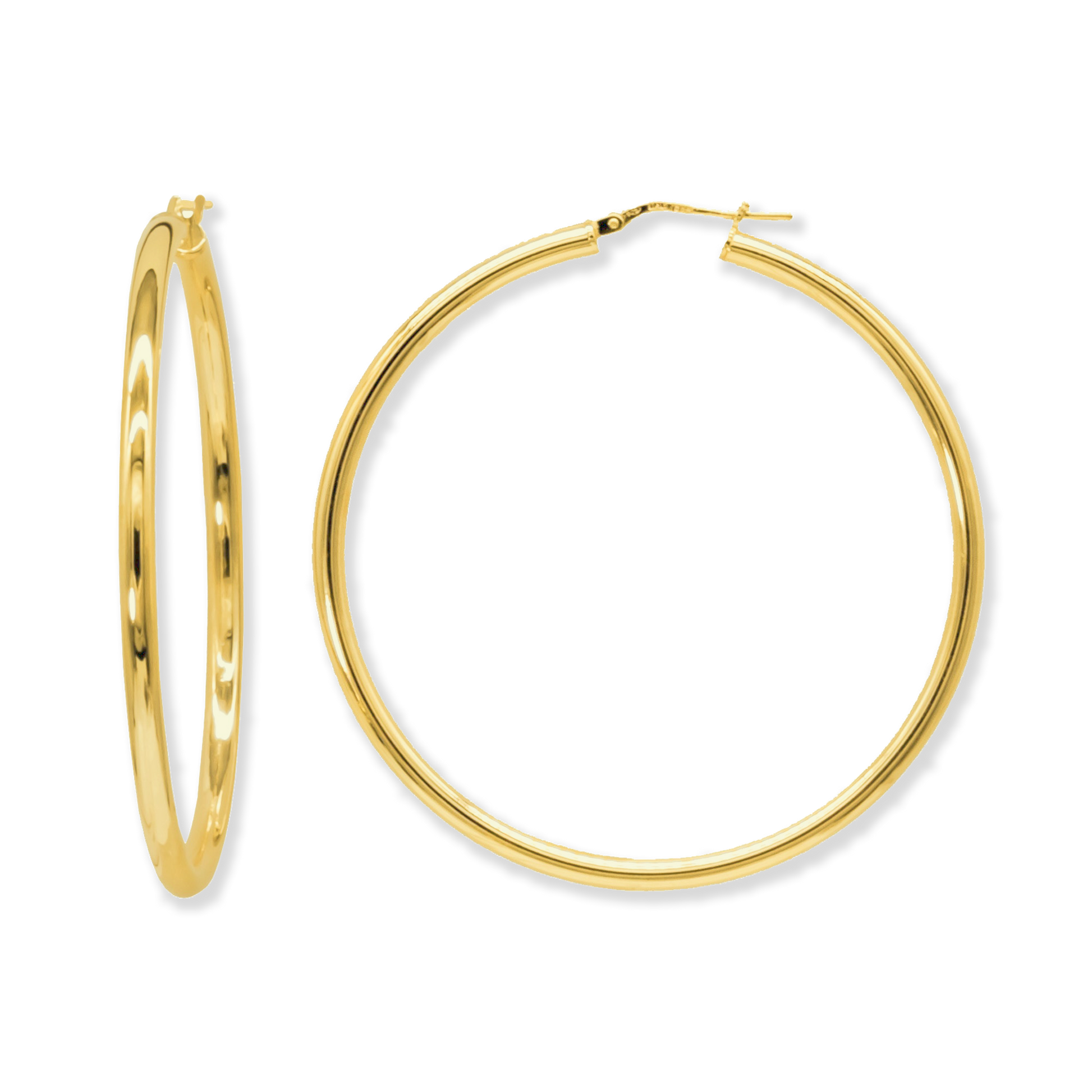 Stellari Gold Polished 3x50mm Hoop Earrings