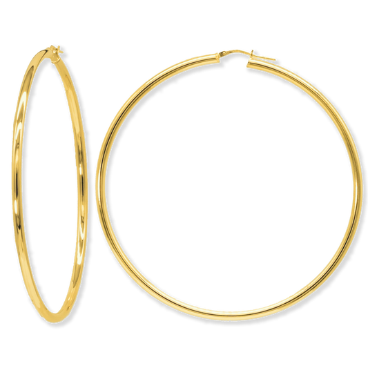 Stellari Gold Polished 3x70mm Hoop Earrings