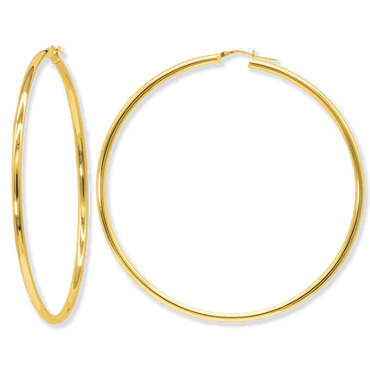 Stellari Gold Polished 3x70mm Hoop Earrings