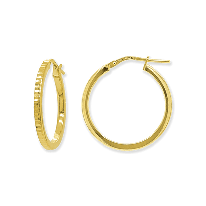Stellari Gold Diamond-Cut Square Tube Hoops, 20mm