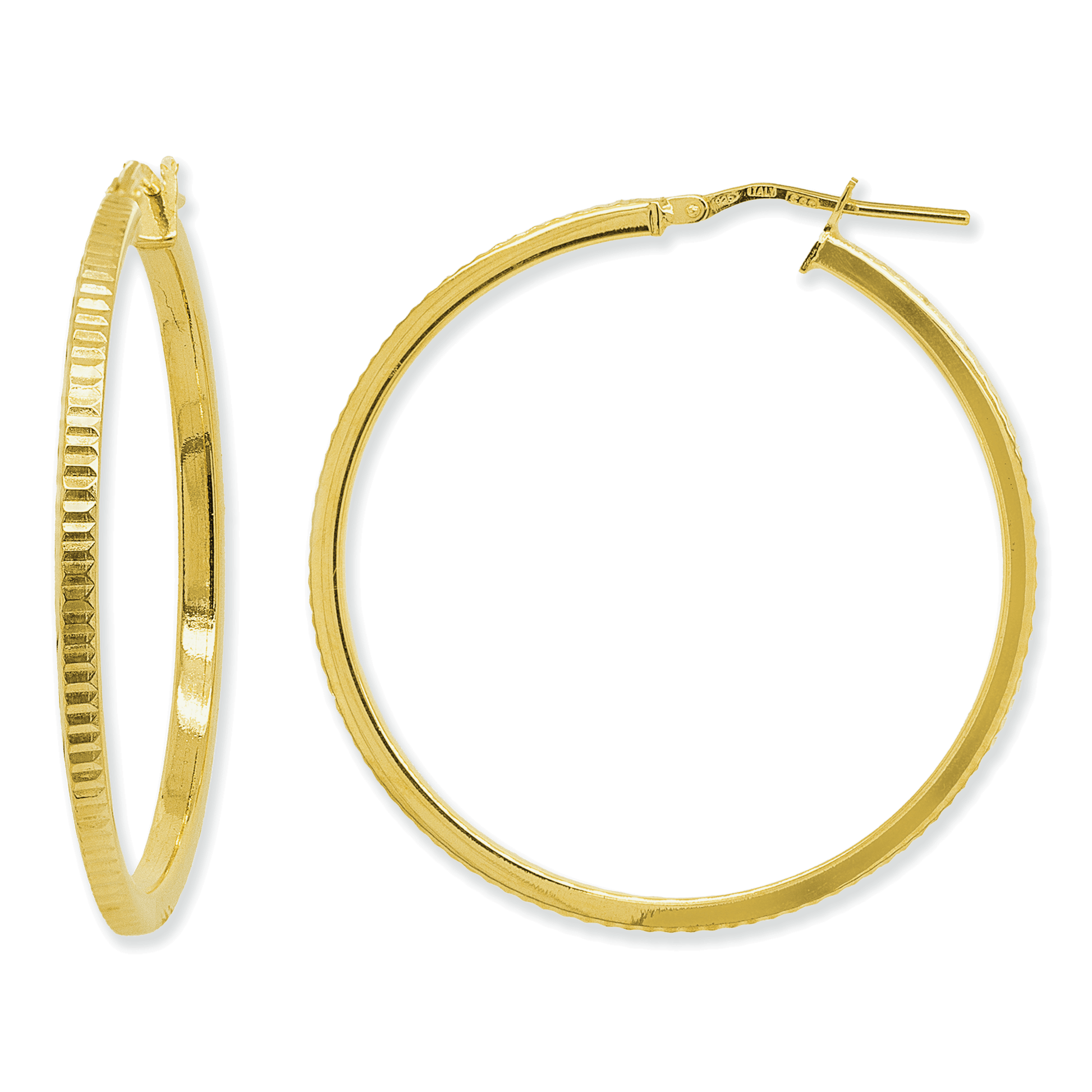 Stellari Gold Diamond-Cut Square Tube Hoops, 35mm