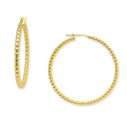 Stellari Gold Beaded Tube Hoop Earrings, 45mm