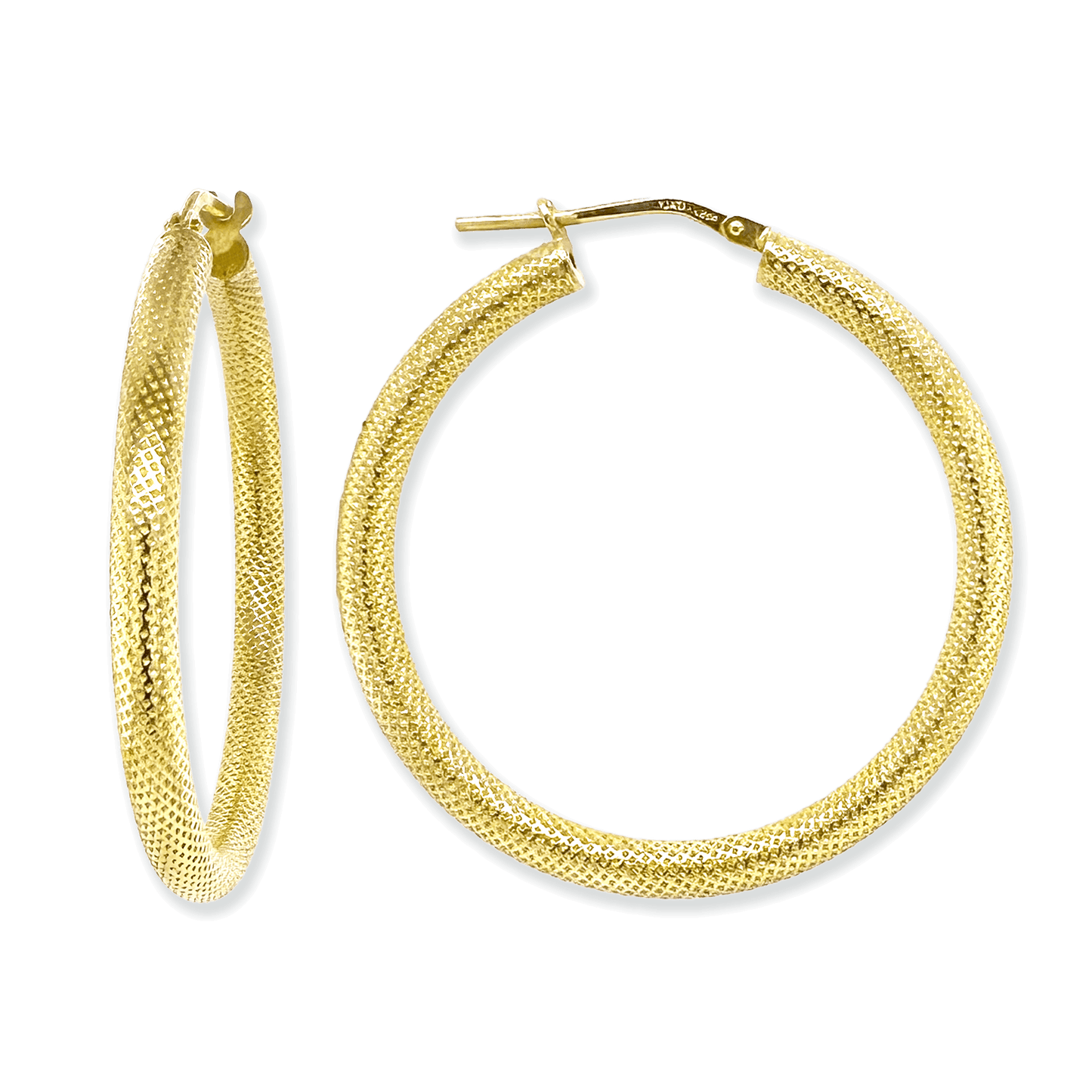 Stellari Gold 35mm Woven Texture Hoop Earrings
