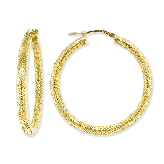 Stellari Gold 35mm Woven Texture Hoop Earrings