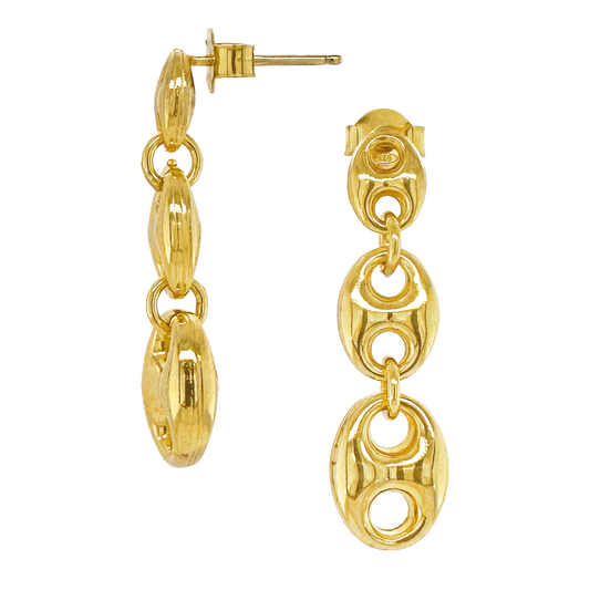 Stellari Gold Puffed Mariner Link Post Earrings