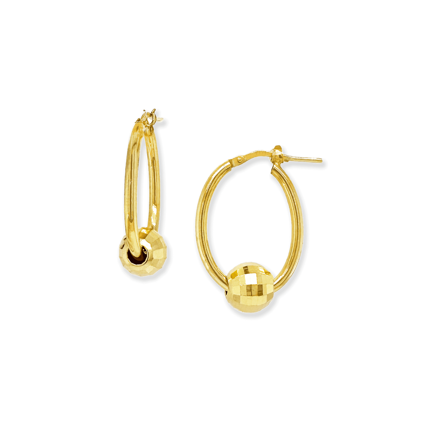 Gold Disco Ball Hoop Earrings