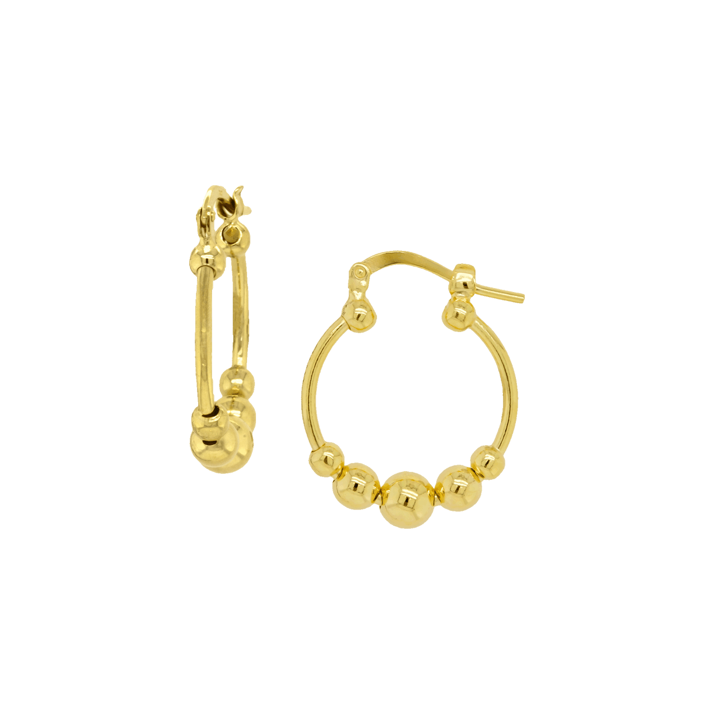 Stellari Gold Round Bead Hoop Earrings, 20mm