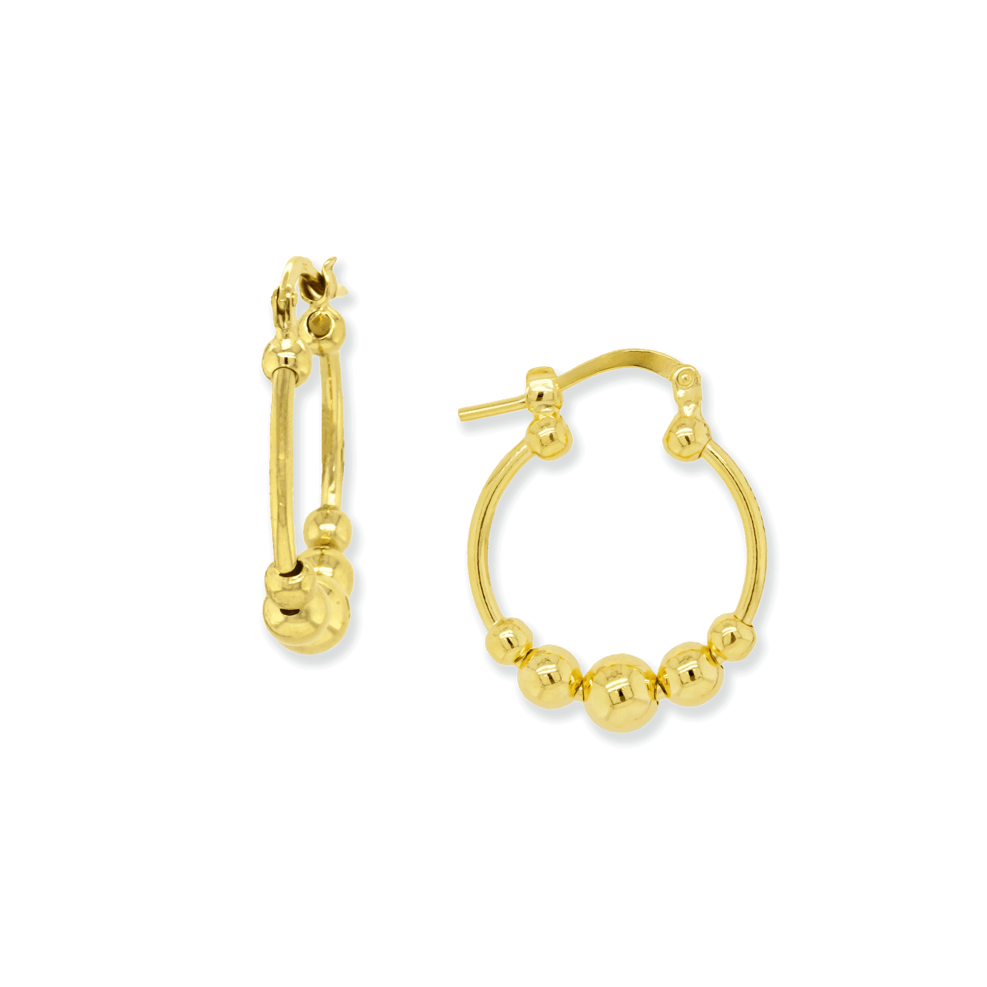Stellari Gold Round Bead Hoop Earrings, 20mm