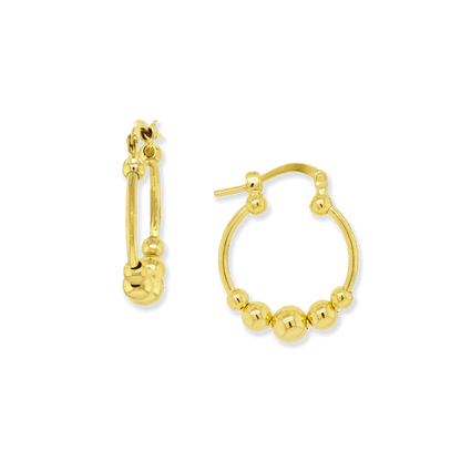 Stellari Gold Round Bead Hoop Earrings, 20mm