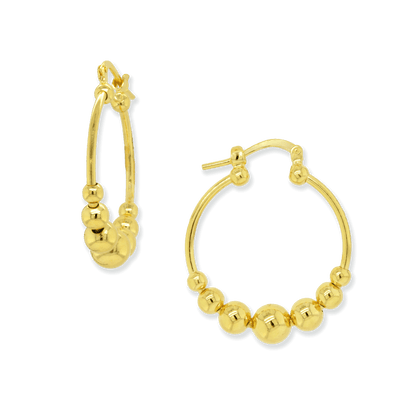 Stellari Gold Round Bead Hoop Earrings, 25mm