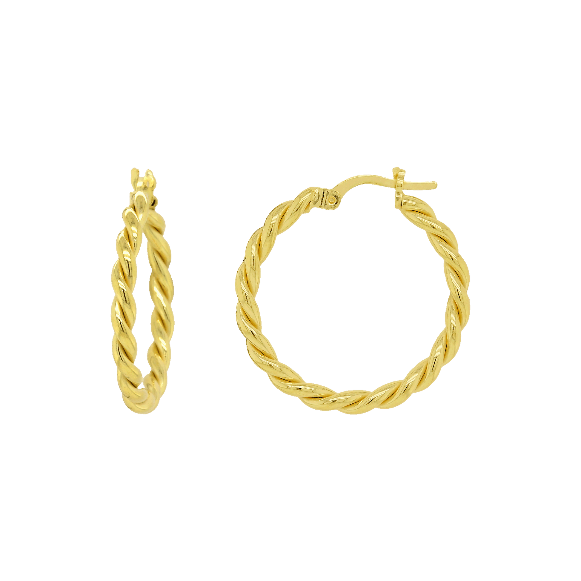 Stellari Gold 25mm Diameter 3mm Twist Tube Hoop Earrings