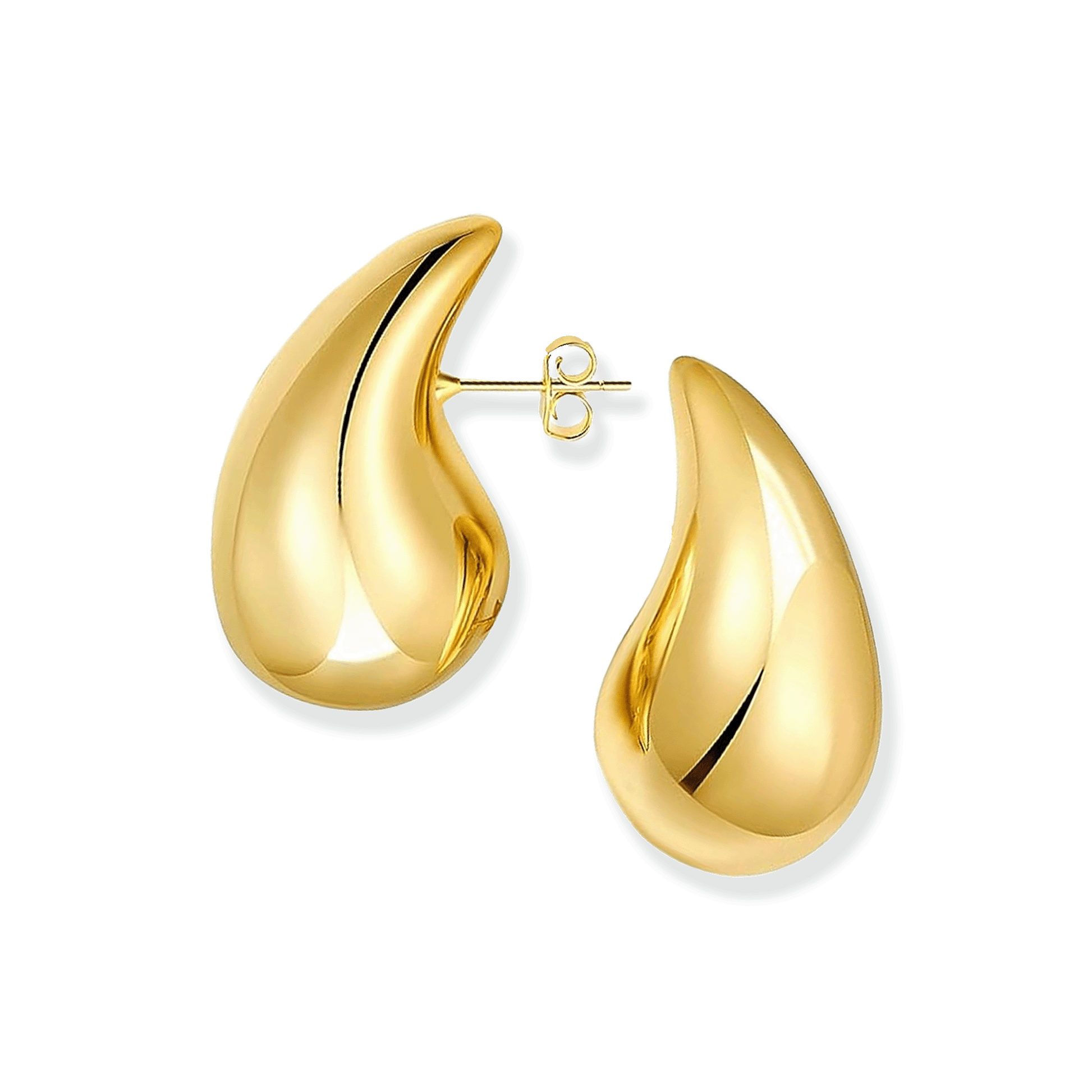 Stellari Gold 20.5mm Teardrop Post Earrings in Gold-Bonded Sterling Silver