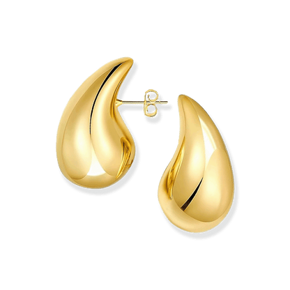 Stellari Gold 20.5mm Teardrop Post Earrings in Gold-Bonded Sterling Silver