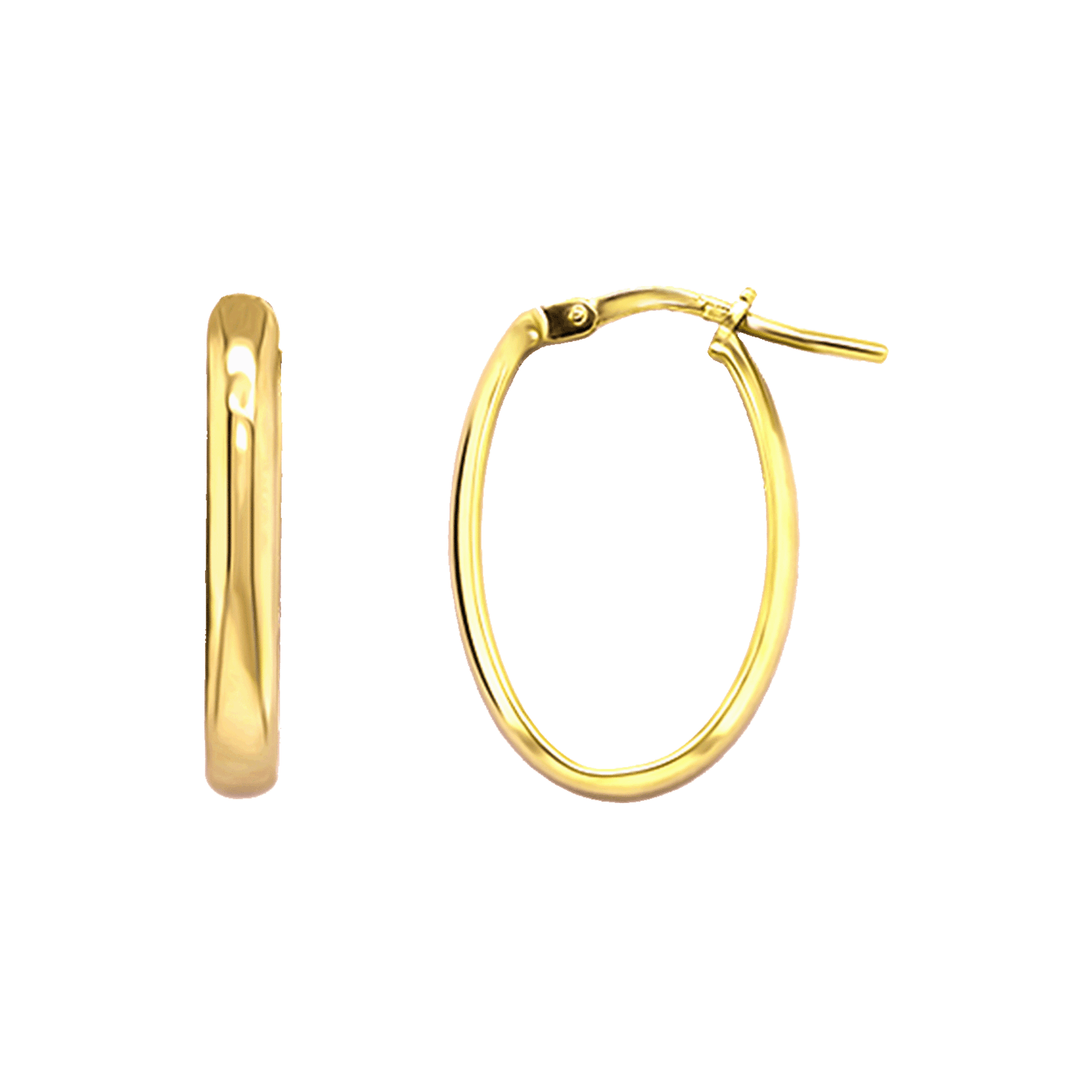 Stellari Gold 3mm Flat Tube Small Oval Hoops in Gold-Bonded Silver