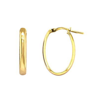 Stellari Gold 3mm Flat Tube Small Oval Hoops in Gold-Bonded Silver