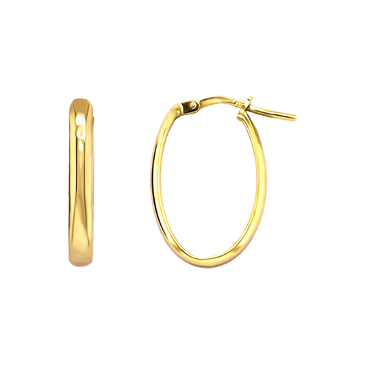 Stellari Gold 3mm Flat Tube Small Oval Hoops in Gold-Bonded Silver