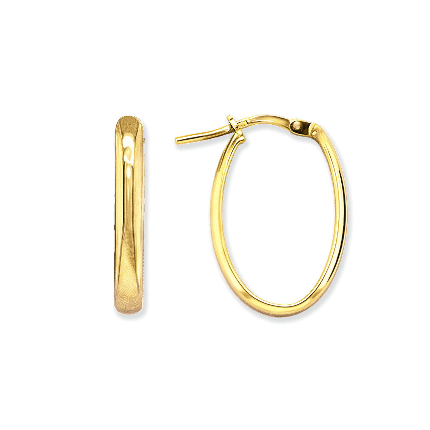 Stellari Gold 3mm Flat Tube Small Oval Hoops in Gold-Bonded Silver