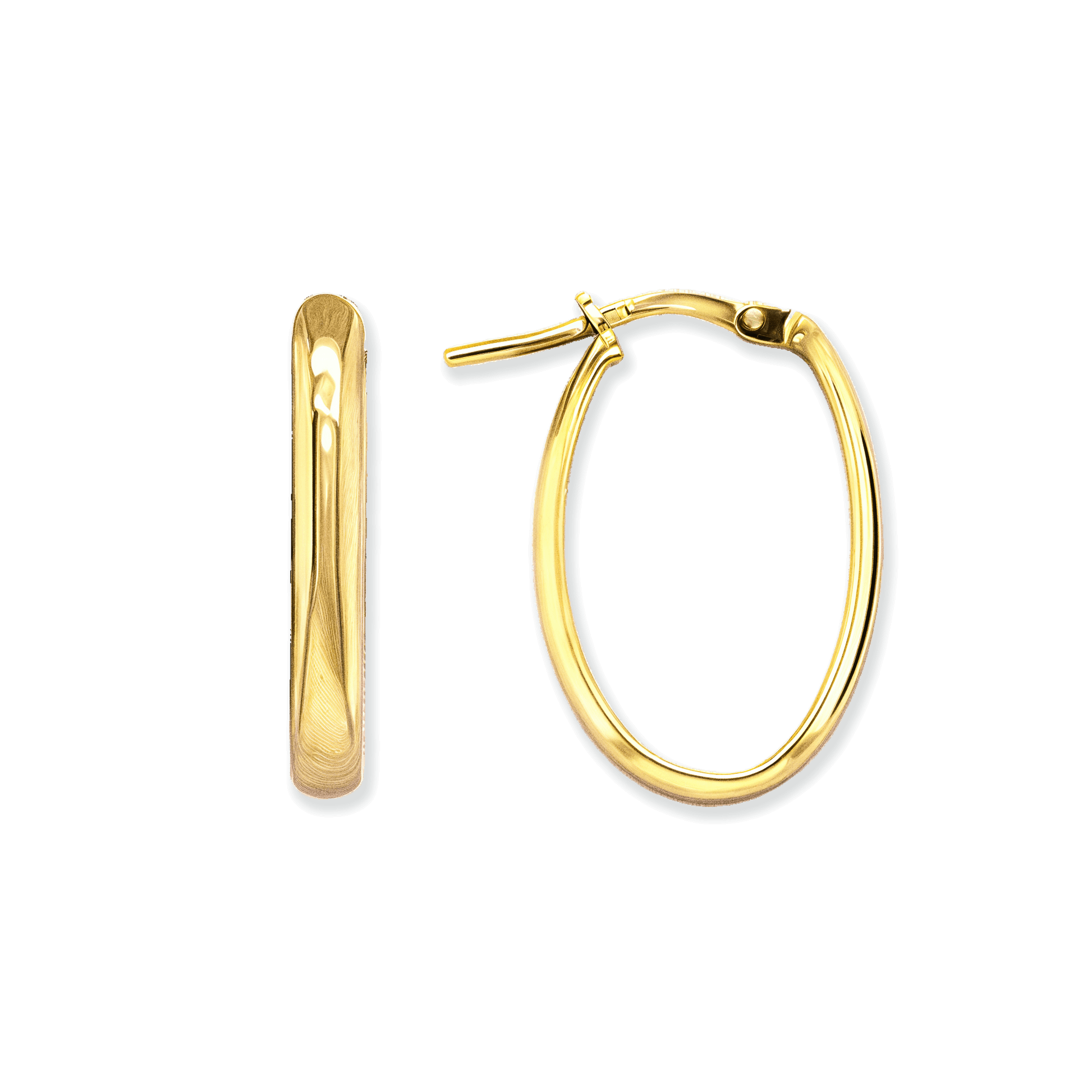 Stellari Gold 3mm Flat Tube Small Oval Hoops in Gold-Bonded Silver