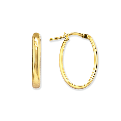 Stellari Gold 3mm Flat Tube Small Oval Hoops in Gold-Bonded Silver