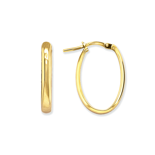 Stellari Gold 3mm Flat Tube Small Oval Hoops in Gold-Bonded Silver