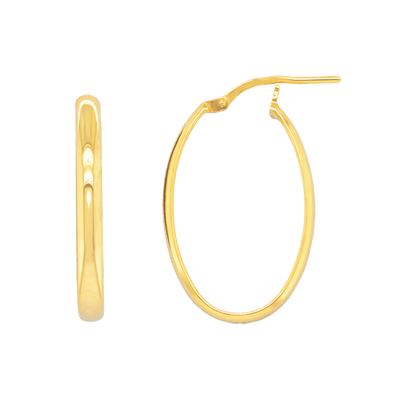 Stellari Gold 3mm Flat Tube Medium Oval Hoops in Gold-Bonded Silver